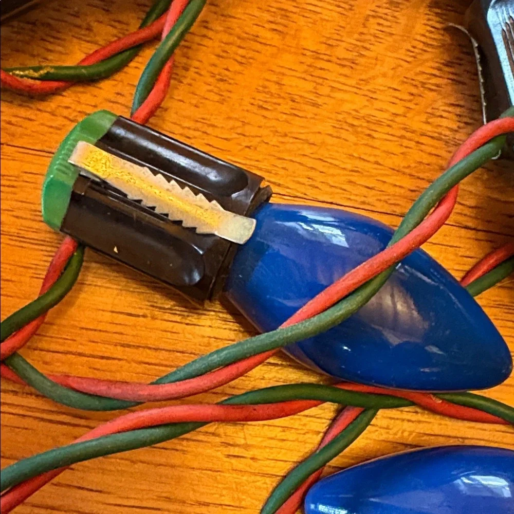 Vintage 50s-60s Christmas Blue & Green 25 Light Strand Size C9